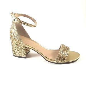 Unisa gold sparkle heeled sandals. Sz 8